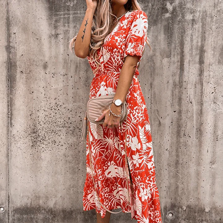 Melora | Floral print Dress with Slit - Image 2