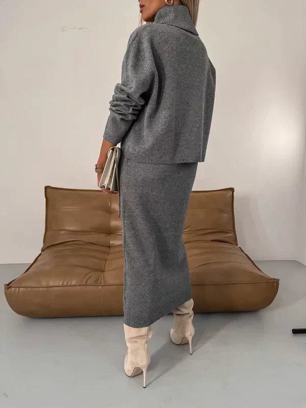 Women's Knitted Sweater Dress – Midi Length – Turtleneck – Comfortable Relaxed Fit - Image 4
