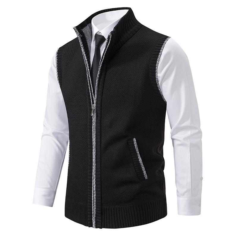 Men's Knitted Sweater Vest - Sleeveless - Regular Fit - Fine Zipper Closure - Business Casual - Image 5