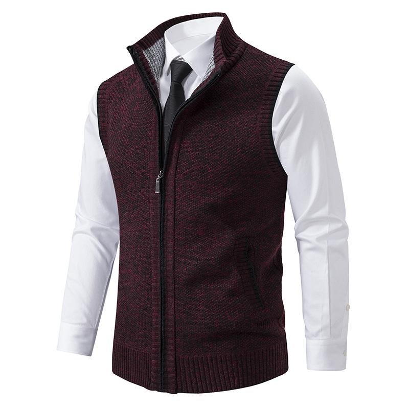 Men's Knitted Sweater Vest - Sleeveless - Regular Fit - Fine Zipper Closure - Business Casual - Image 6