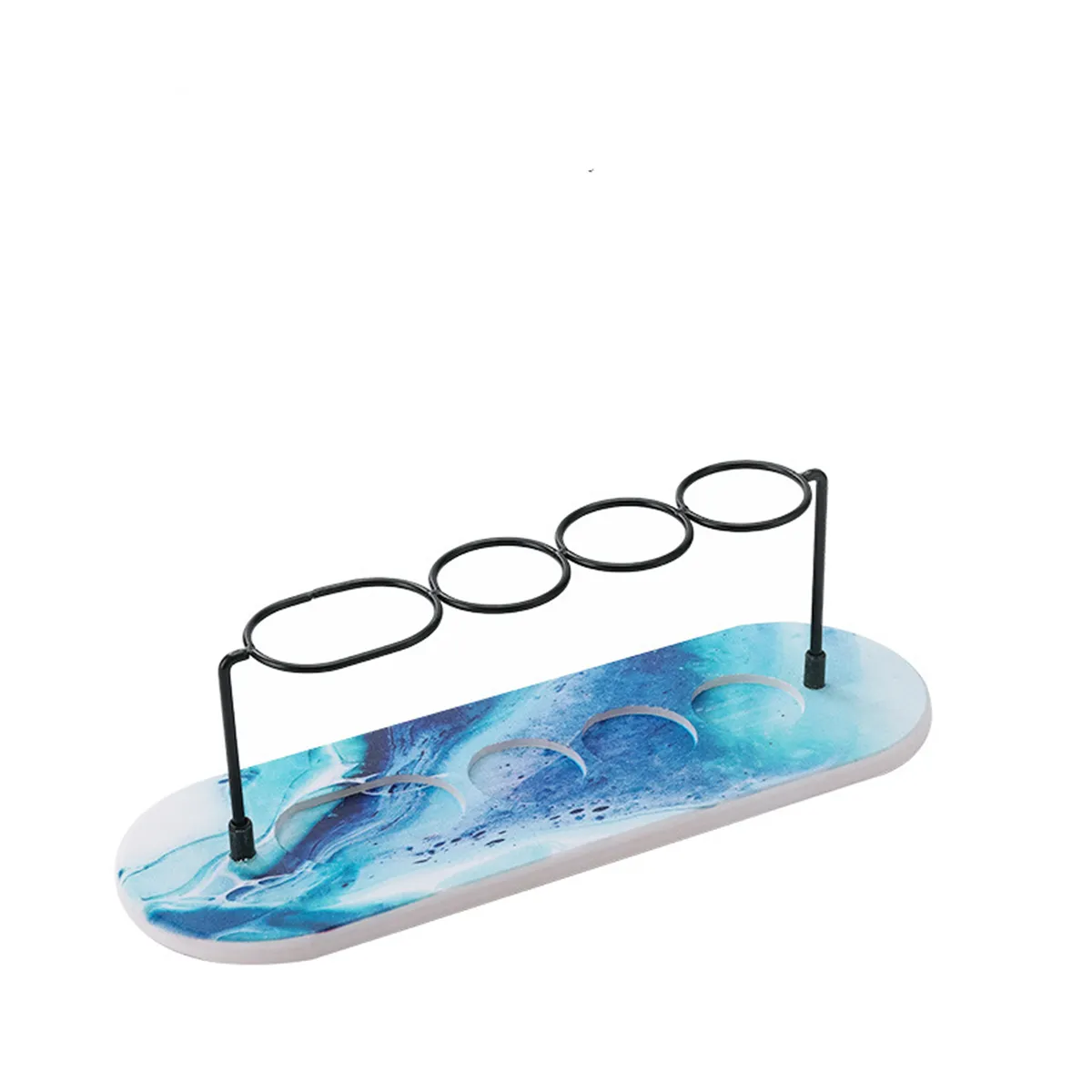 Minimalist Marble Base Toothbrush Holder With Metal Loop Slots - Image 5
