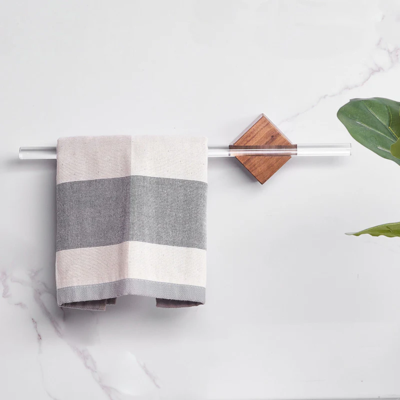Wall Towel Rack with Wood Metal and Acrylic Design - Image 5