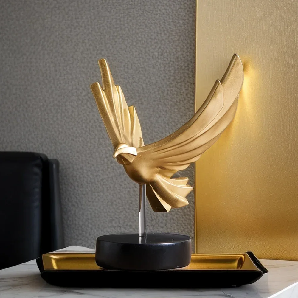 Modern Abstract Bird Sculpture With Metallic Finish - Image 2