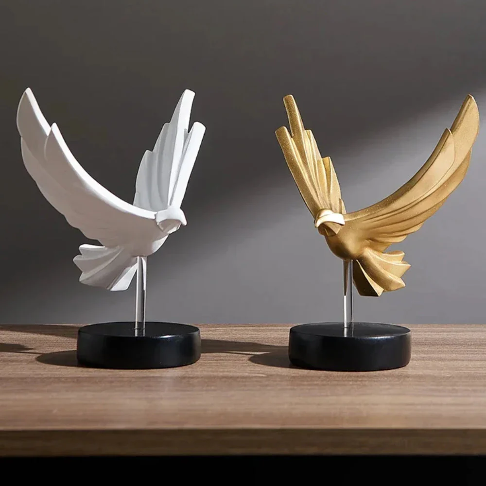 Modern Abstract Bird Sculpture With Metallic Finish - Image 8