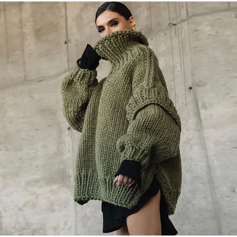 Ladies Sweater - Oversized Fit - Chunky Knit - High Neck - Comfortable Casual Model - Image 10