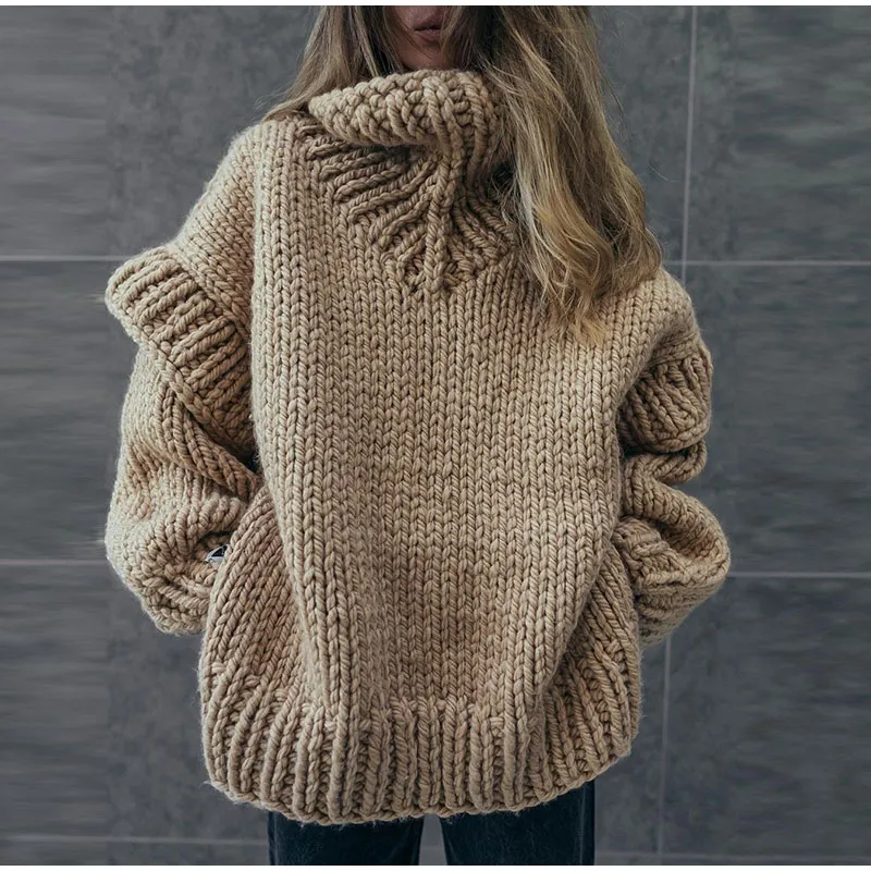Ladies Sweater - Oversized Fit - Chunky Knit - High Neck - Comfortable Casual Model - Image 12