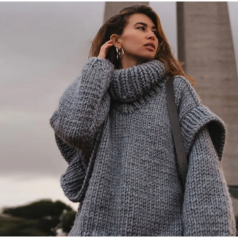 Ladies Sweater - Oversized Fit - Chunky Knit - High Neck - Comfortable Casual Model - Image 6