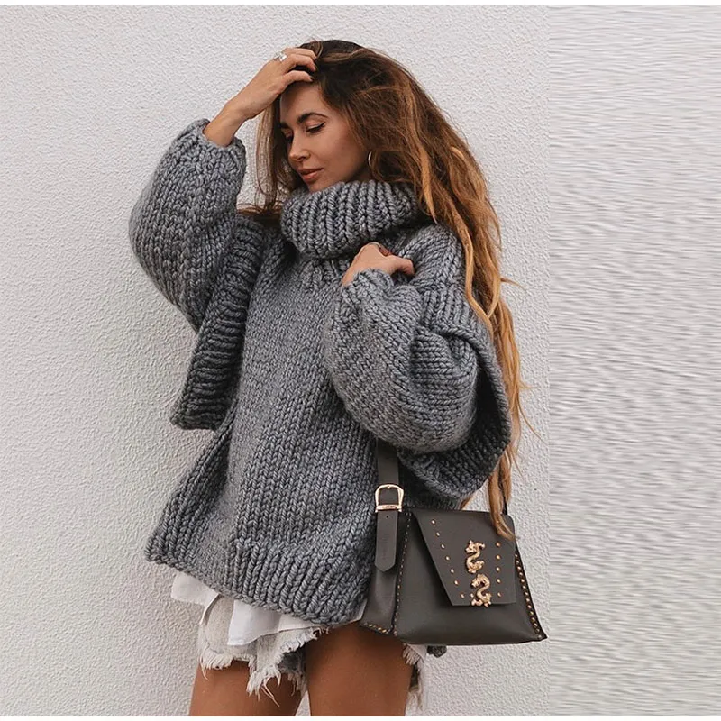 Ladies Sweater - Oversized Fit - Chunky Knit - High Neck - Comfortable Casual Model - Image 7