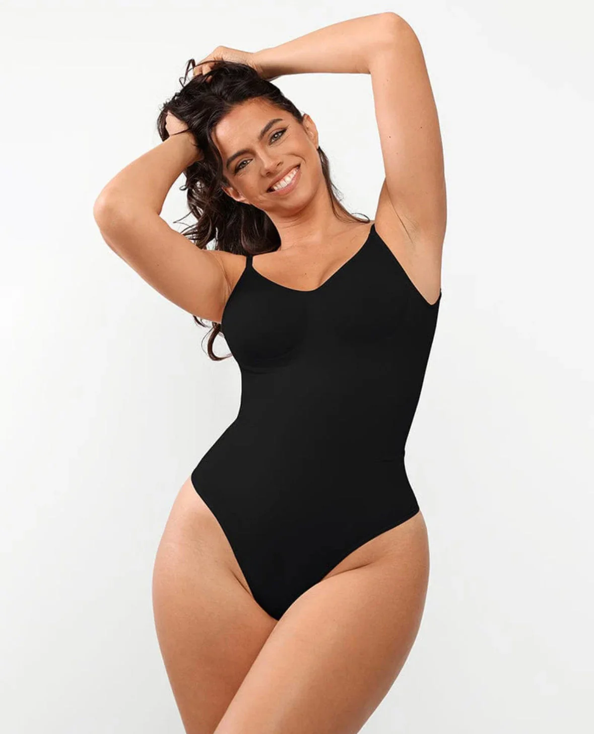 Women's Bodysuit – Seamless Fit – Thong Back – Adjustable Straps – Elegant Neckline - Image 3