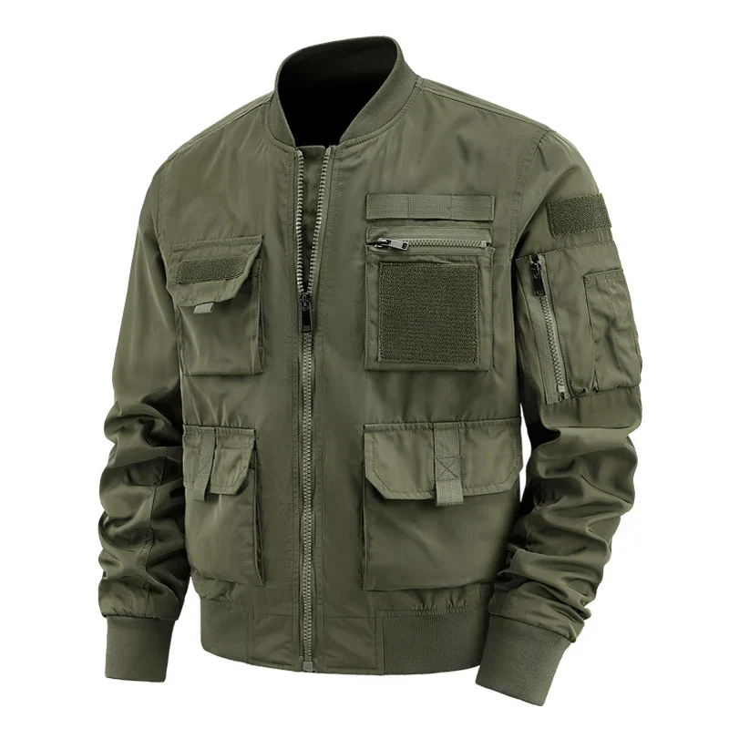 Noah Regular Fit Bomber Jacket | Multi-Pocket Velcro Jacket - Image 2