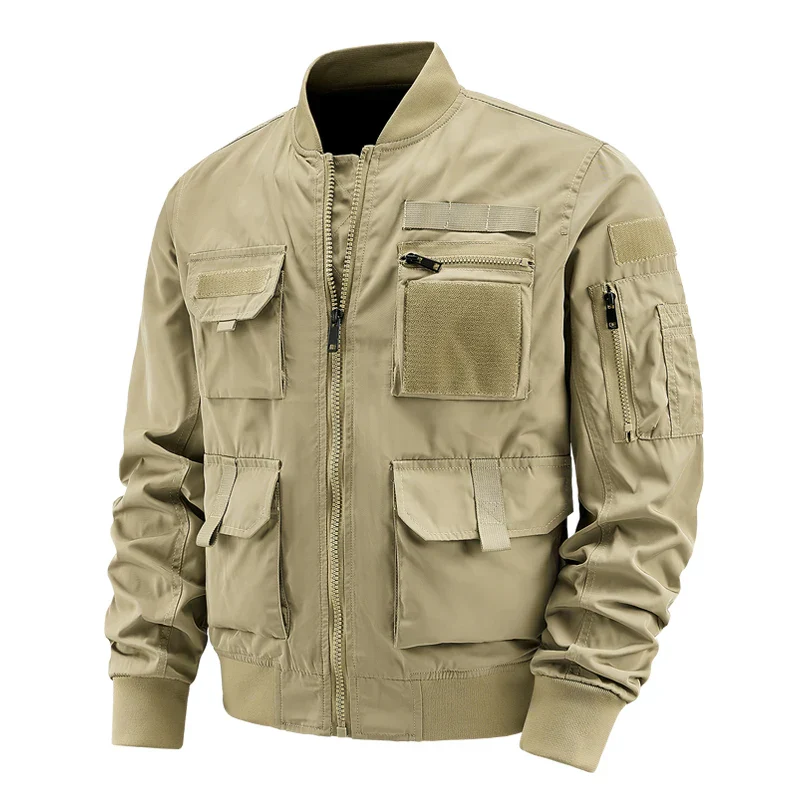 Noah Regular Fit Bomber Jacket | Multi-Pocket Velcro Jacket - Image 3