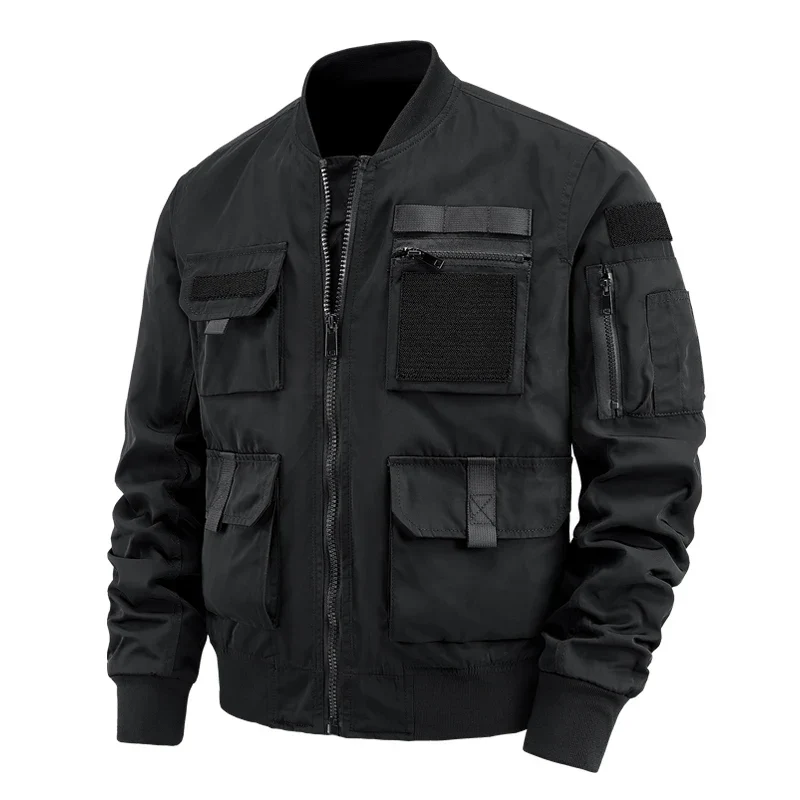 Noah Regular Fit Bomber Jacket | Multi-Pocket Velcro Jacket - Image 4