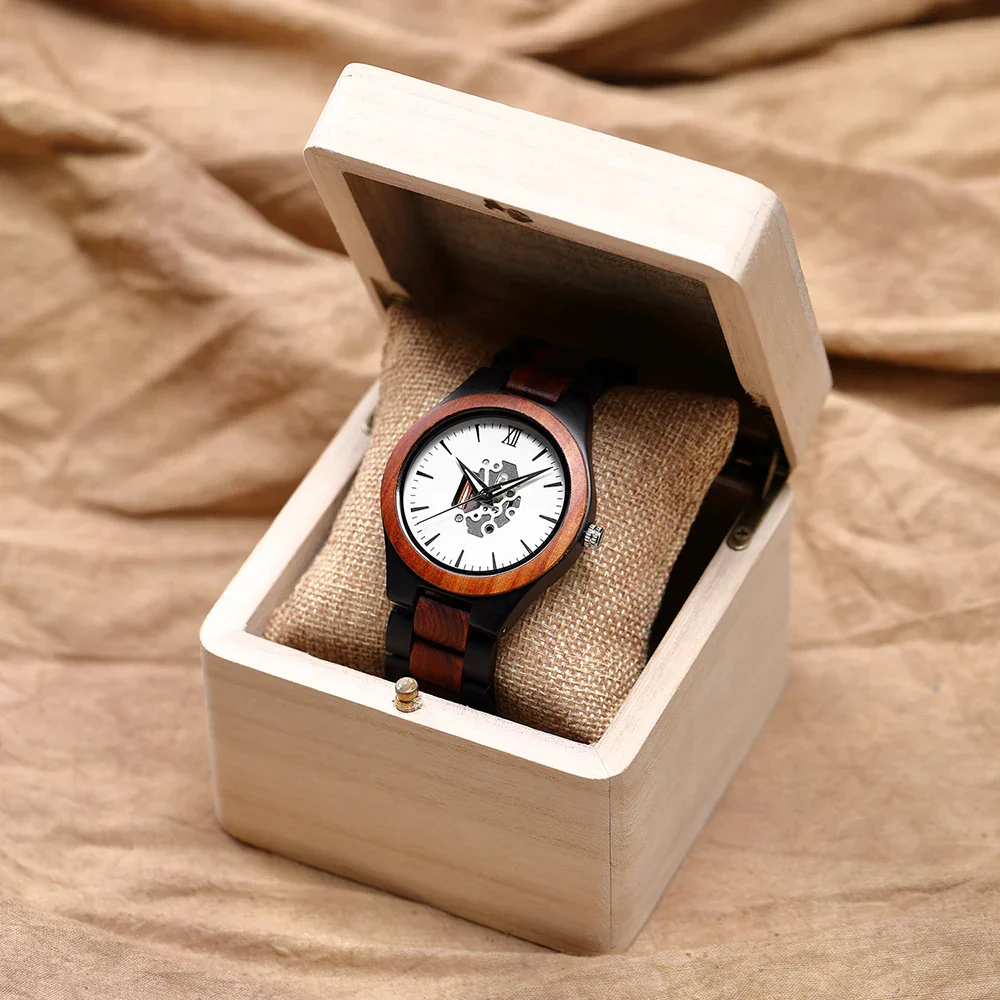 Noah Wooden Skeleton Dial Analog Wristwatch | Solid Wristwatch - Image 11