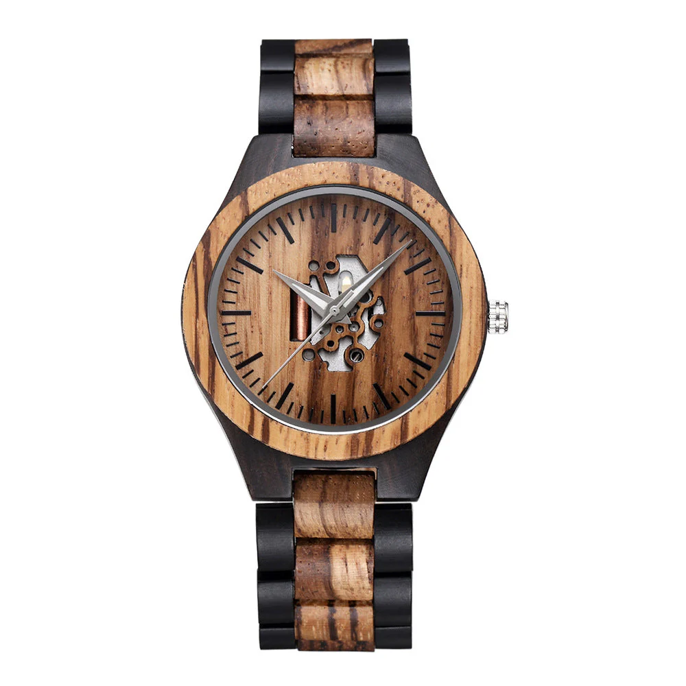 Noah Wooden Skeleton Dial Analog Wristwatch | Solid Wristwatch - Image 12