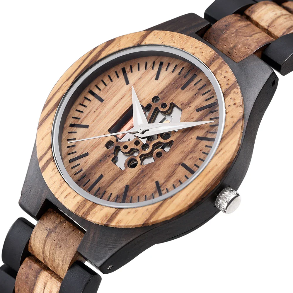 Noah Wooden Skeleton Dial Analog Wristwatch | Solid Wristwatch - Image 13
