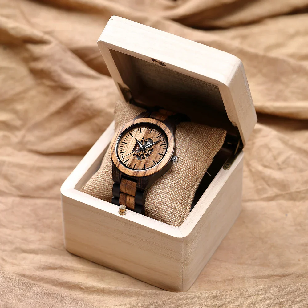 Noah Wooden Skeleton Dial Analog Wristwatch | Solid Wristwatch - Image 14