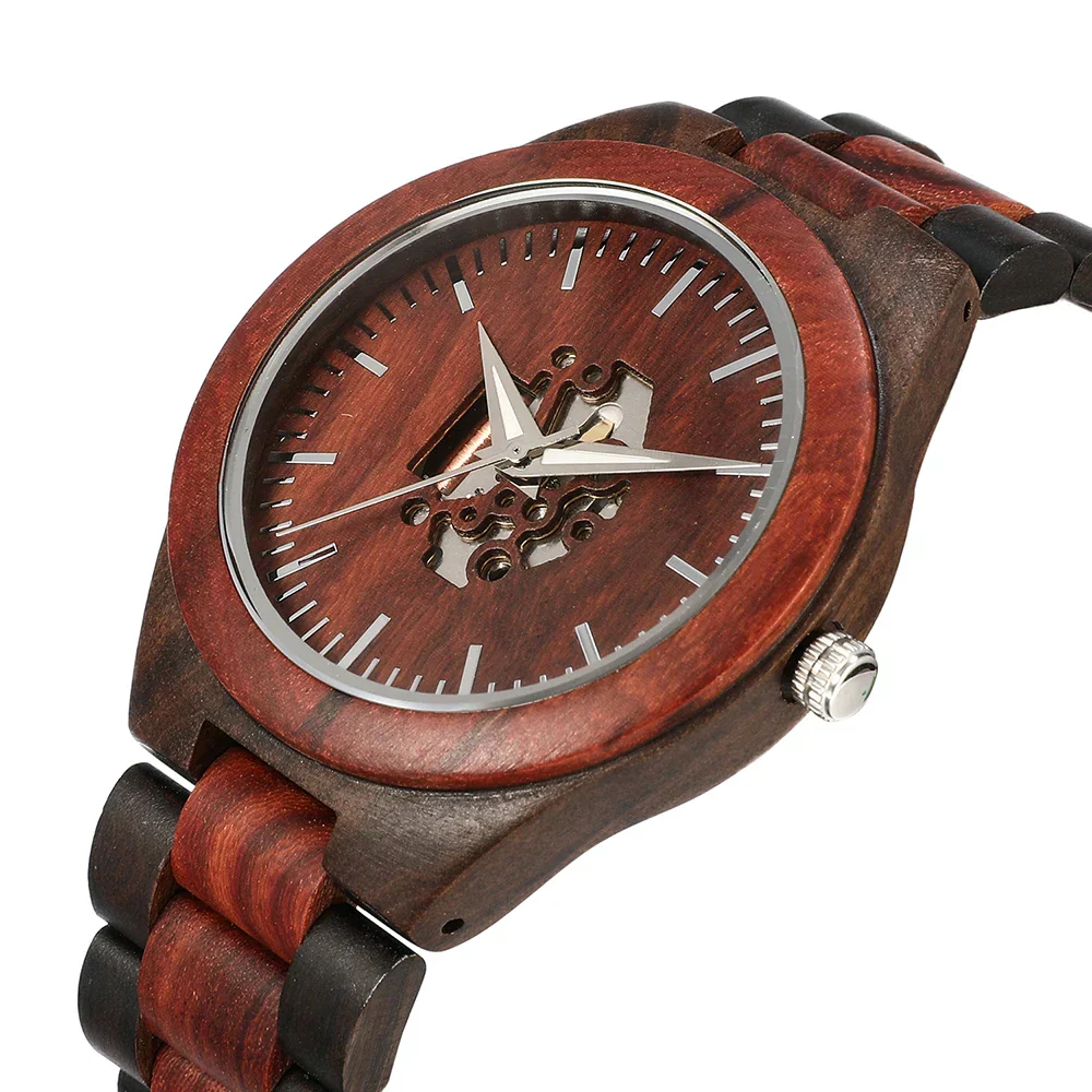 Noah Wooden Skeleton Dial Analog Wristwatch | Solid Wristwatch - Image 2