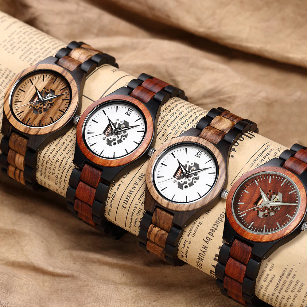 Noah Wooden Skeleton Dial Analog Wristwatch | Solid Wristwatch - Image 25