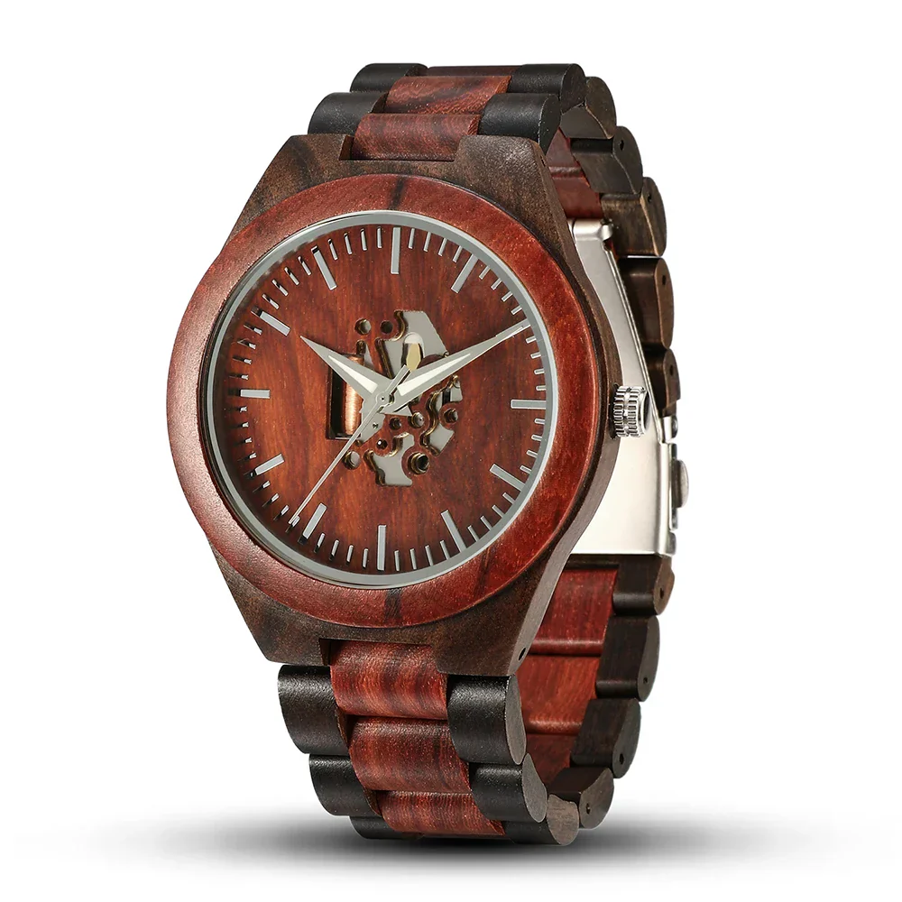 Noah Wooden Skeleton Dial Analog Wristwatch | Solid Wristwatch - Image 3