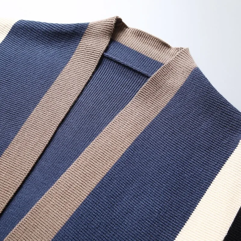 Noah Relaxed Fit Cardigan | Striped V-Neck Cardigan - Image 4