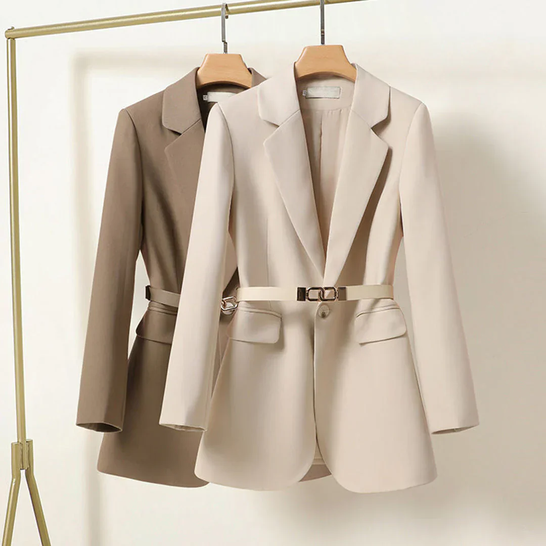 Nola - Elegant long blazer with belt for women - Image 2