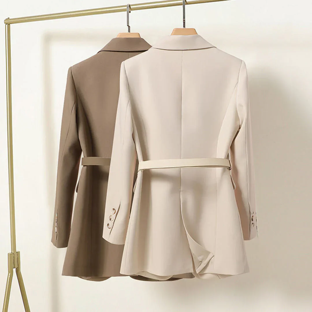 Nola - Elegant long blazer with belt for women - Image 3