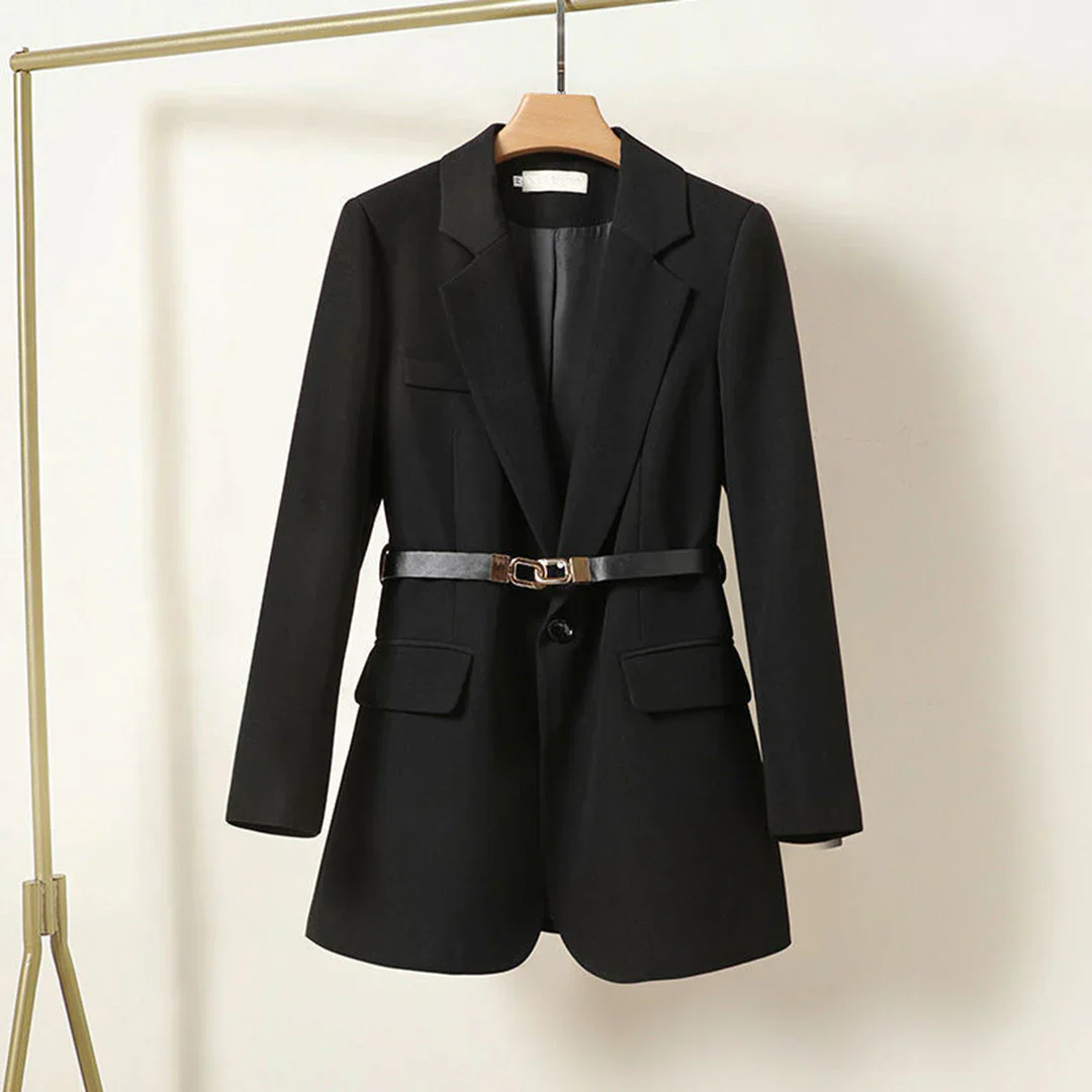 Nola - Elegant long blazer with belt for women - Image 6