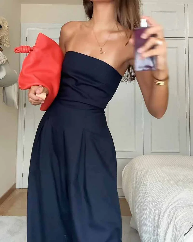 Ladies Jumpsuit - Strapless - Floor-Length Wide Legs - Elegant Flowy Fit - Image 7