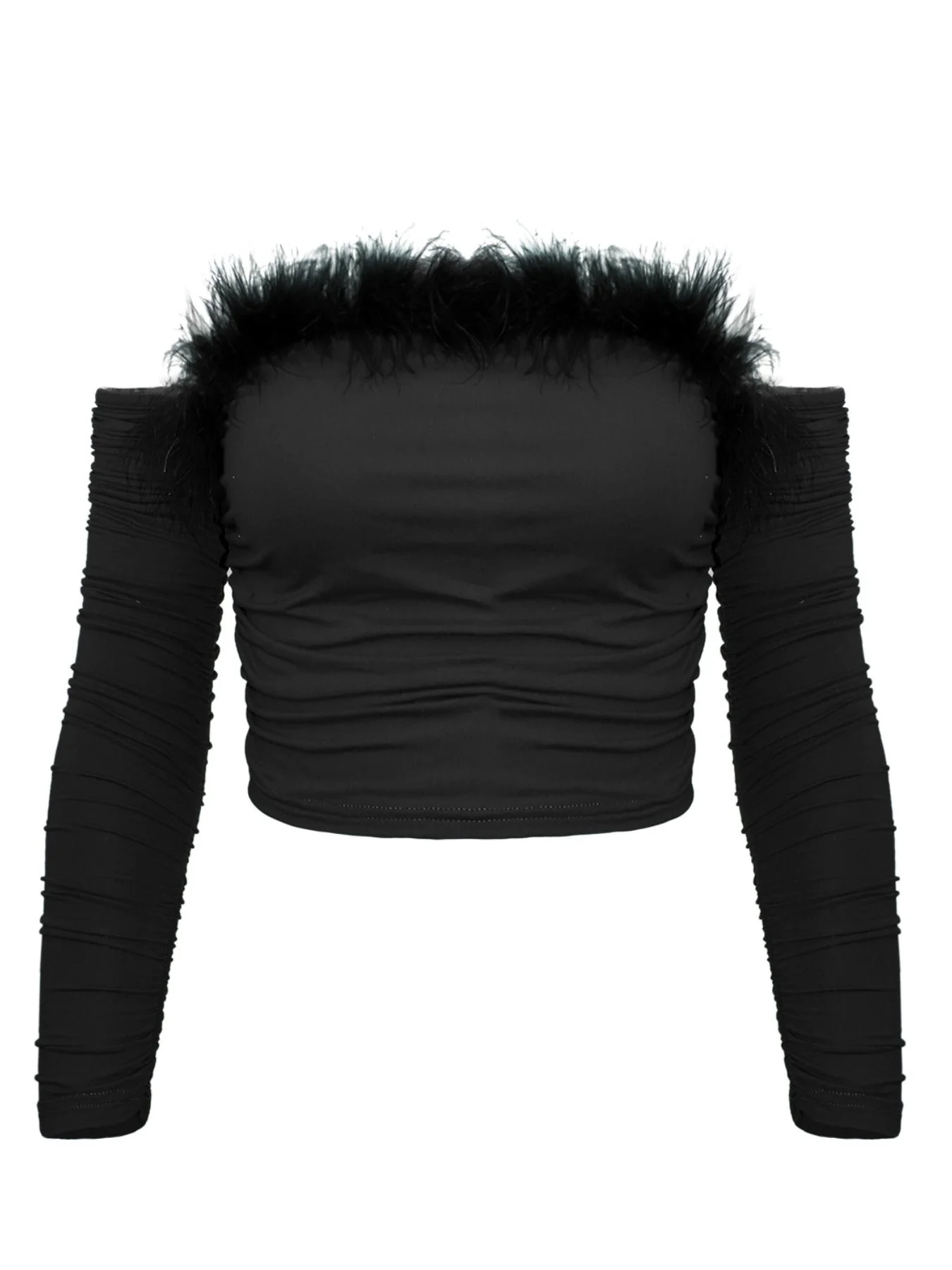 Off shoulder top with faux fur trim - Image 4