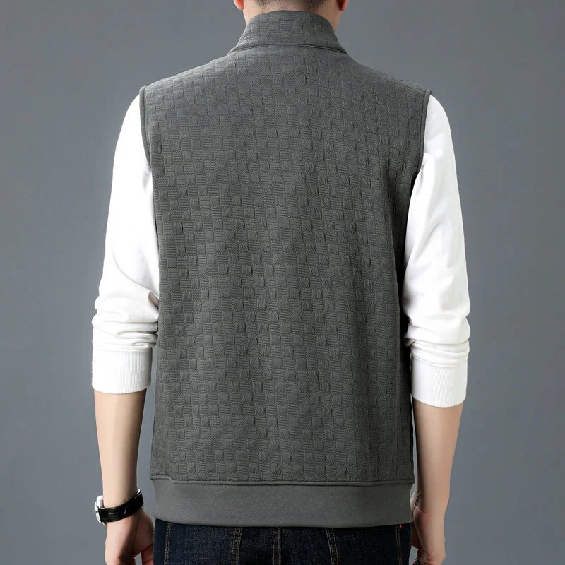 Oliver Regular Fit Vest | Stand Collar Zipper Pockets Vest - Image 2