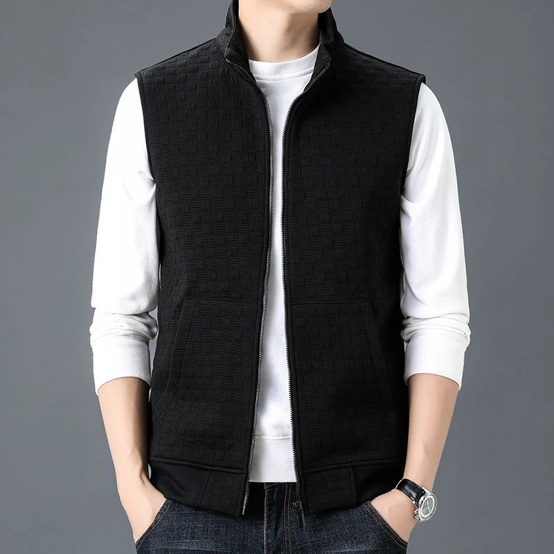 Oliver Regular Fit Vest | Stand Collar Zipper Pockets Vest - Image 5