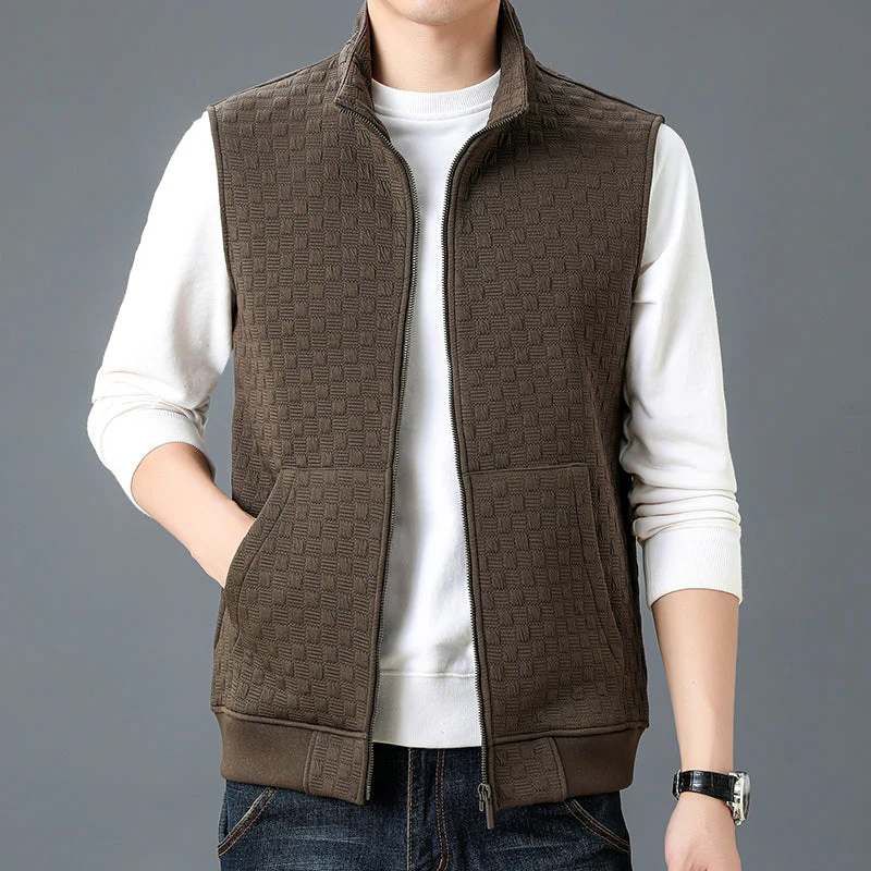 Oliver Regular Fit Vest | Stand Collar Zipper Pockets Vest - Image 7