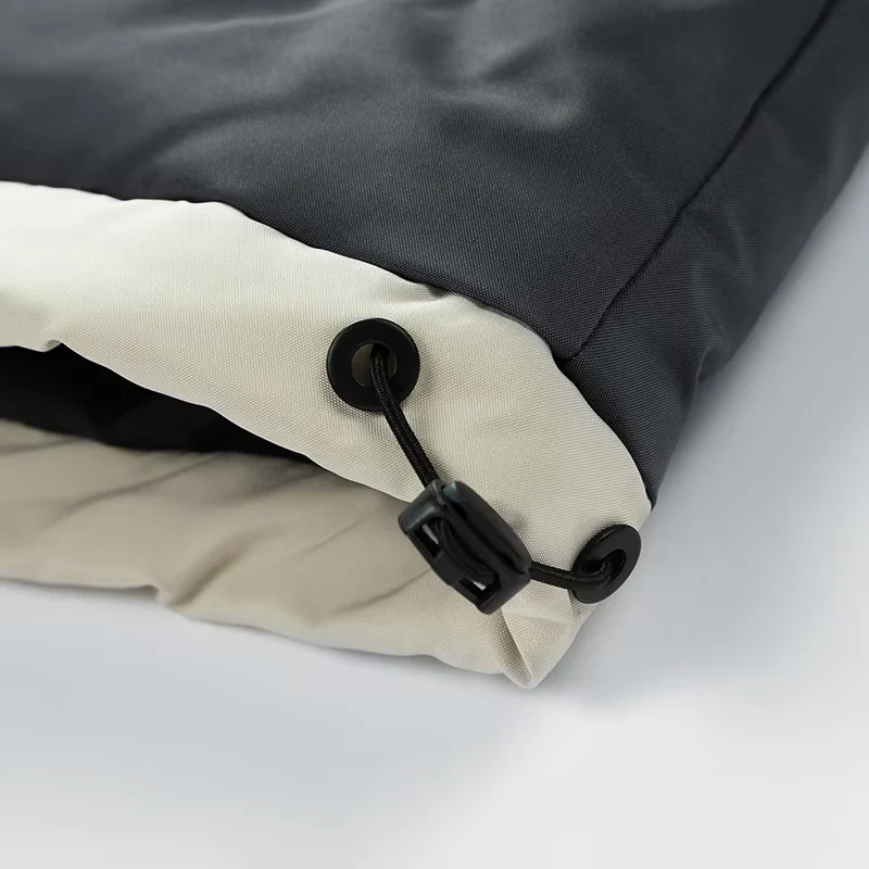 Oliver Hooded Puffer Coat | Quilted Striped Sleeves Zip Pockets Coat - Image 11