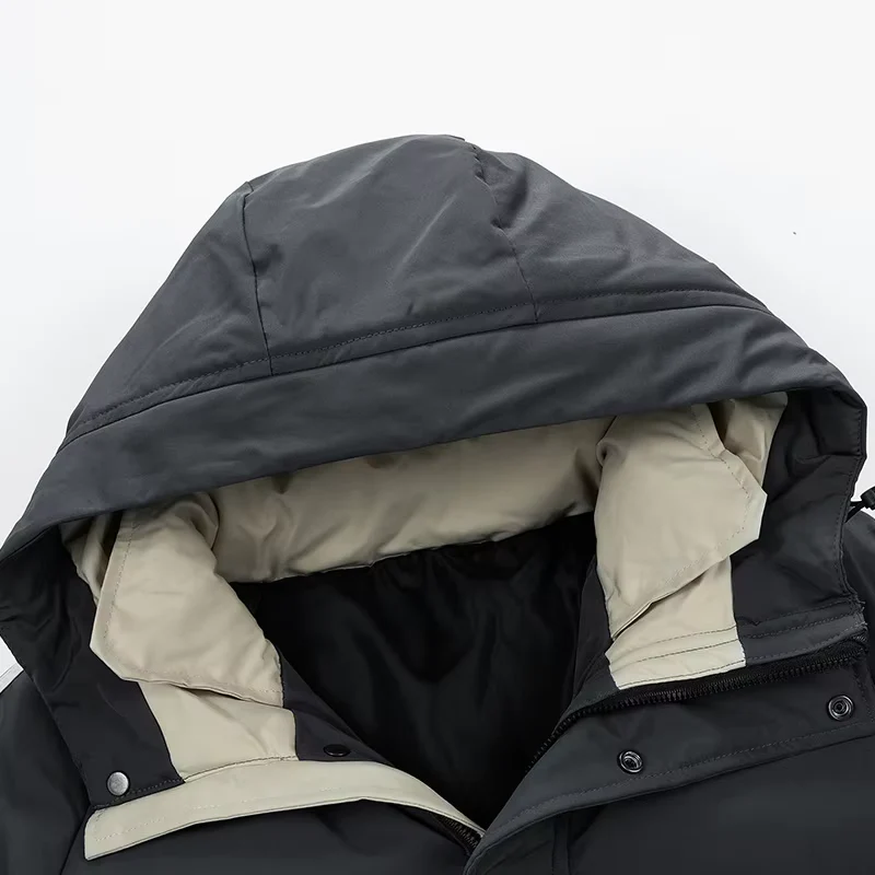 Oliver Hooded Puffer Coat | Quilted Striped Sleeves Zip Pockets Coat - Image 12
