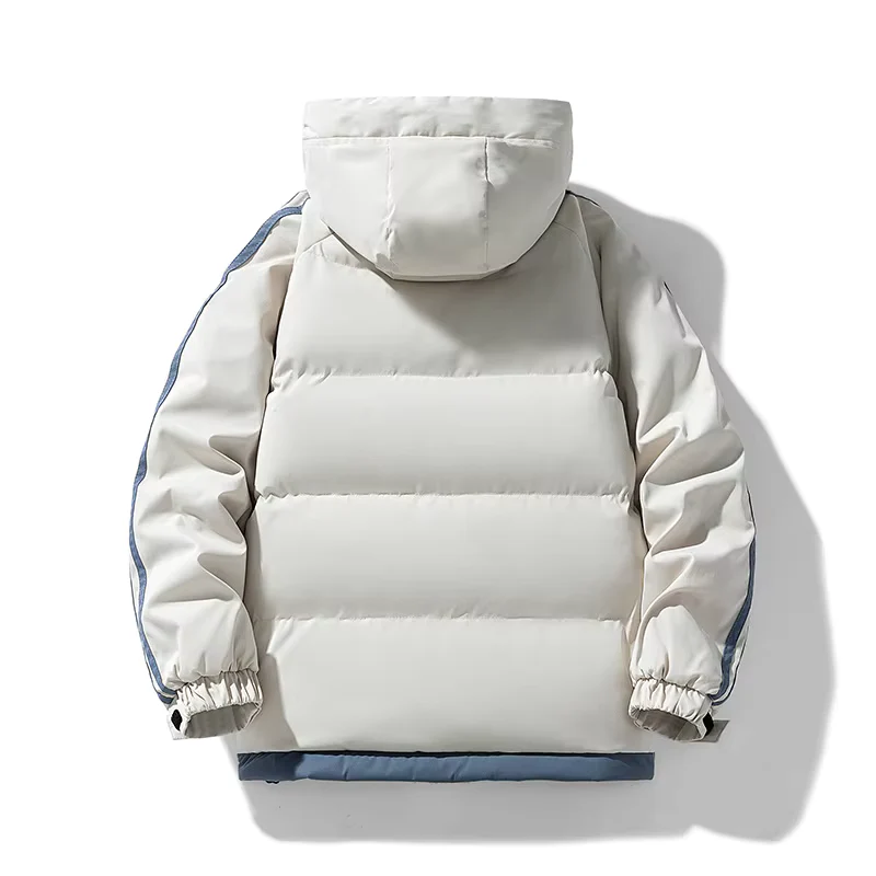 Oliver Hooded Puffer Coat | Quilted Striped Sleeves Zip Pockets Coat - Image 2