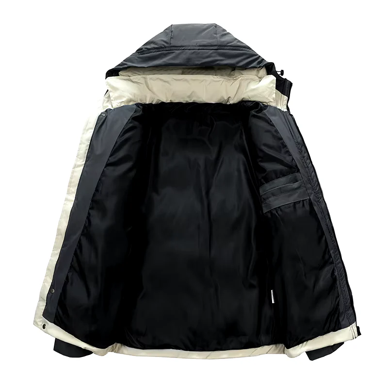 Oliver Hooded Puffer Coat | Quilted Striped Sleeves Zip Pockets Coat - Image 7