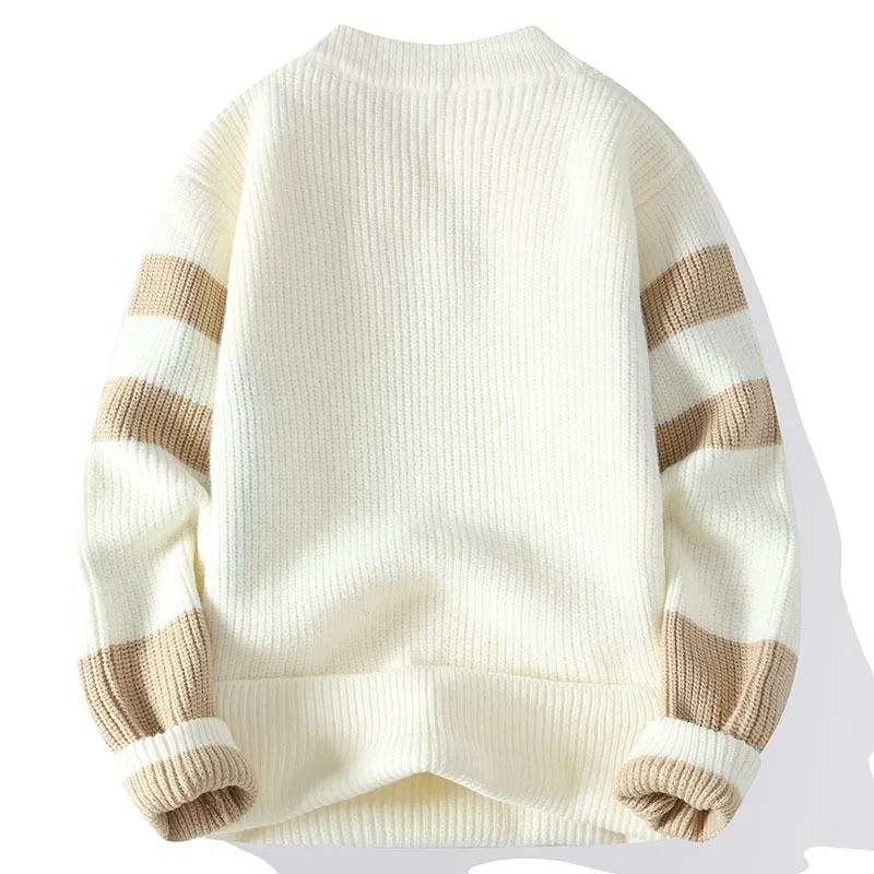 Oliver Mock Neck Sweater | Geometric Pattern Relaxed Fit Sweater - Image 3