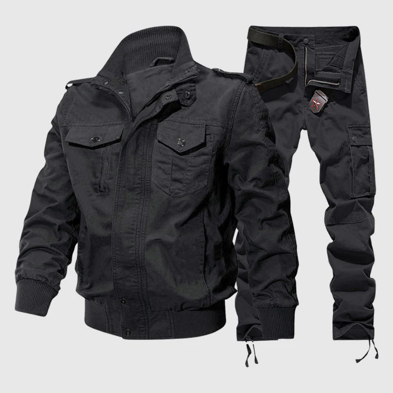 Oliver Utility Jacket Cargo Pants Two-Piece Set | Ribbed Cuffs Button Pockets Cargo Pants - Image 2