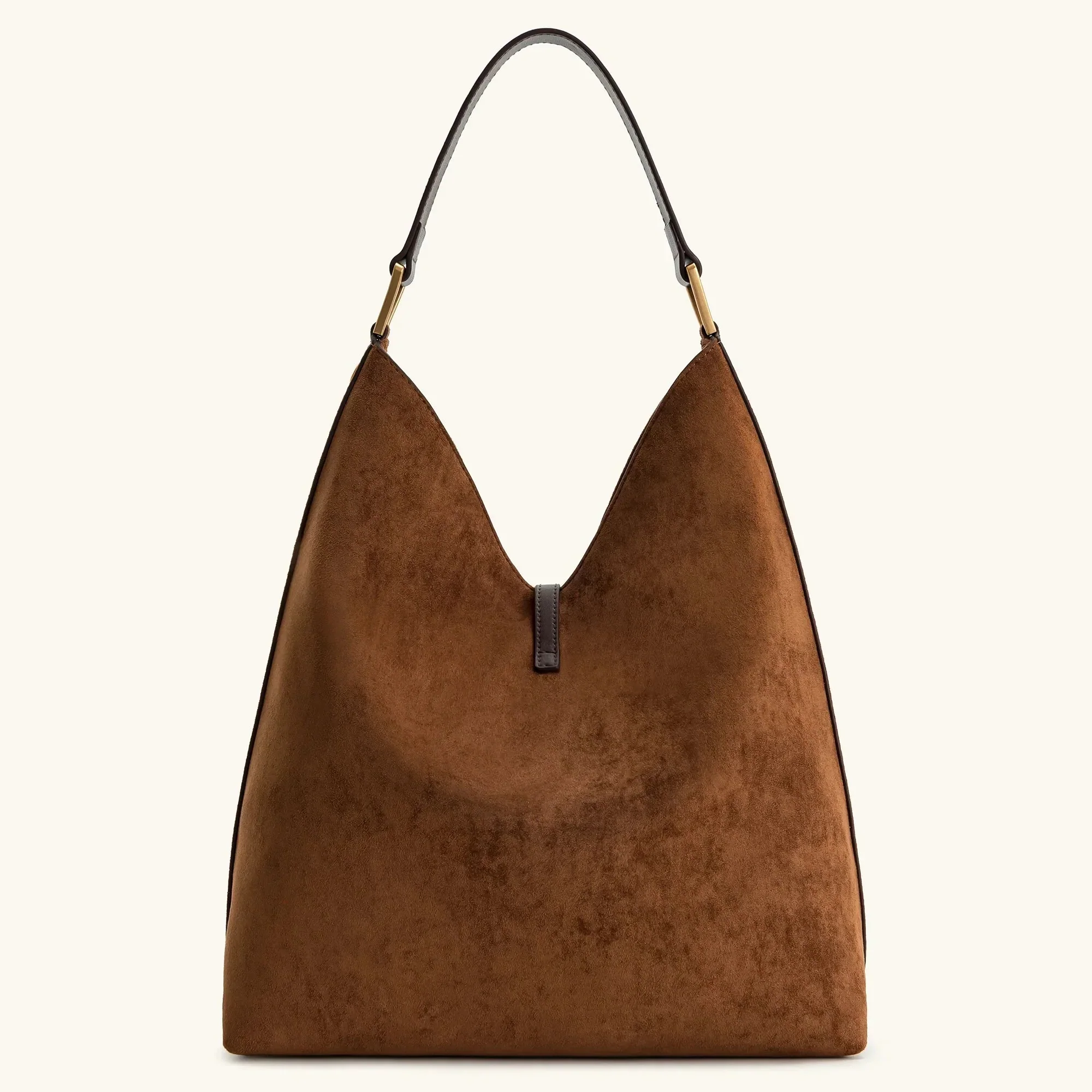 Olivia Hobo Shoulder Bag | Drawstring Detail Gold-Tone Shoulder Bag - Image 3