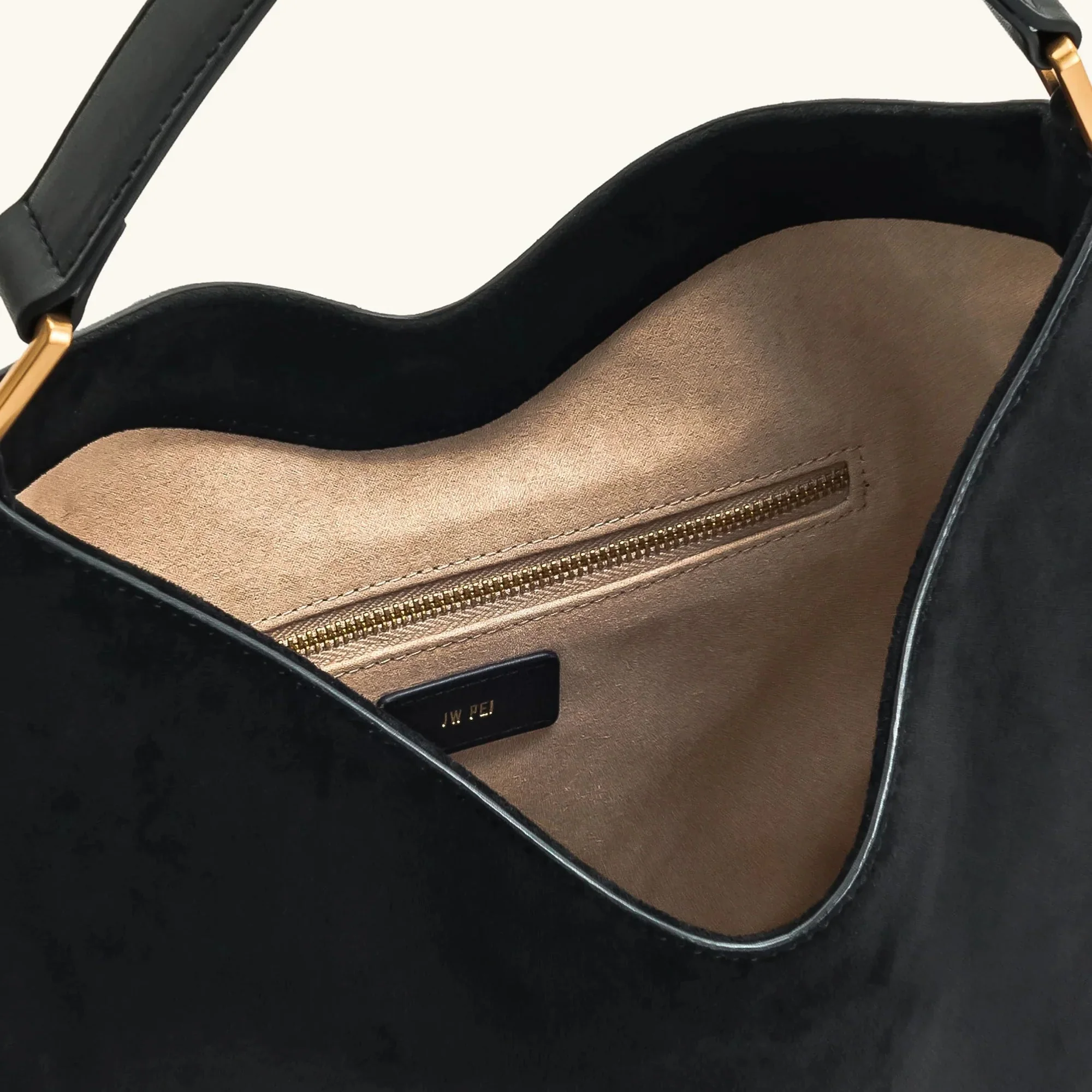 Olivia Hobo Shoulder Bag | Drawstring Detail Gold-Tone Shoulder Bag - Image 9