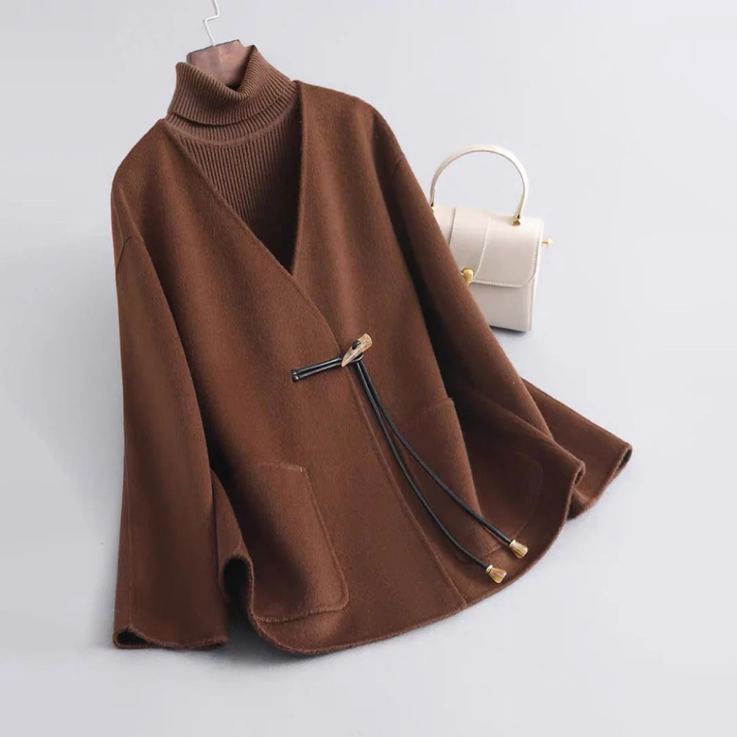 Olivia Draped Cape Coat | Toggle Closure Hip-Length Coat - Image 2
