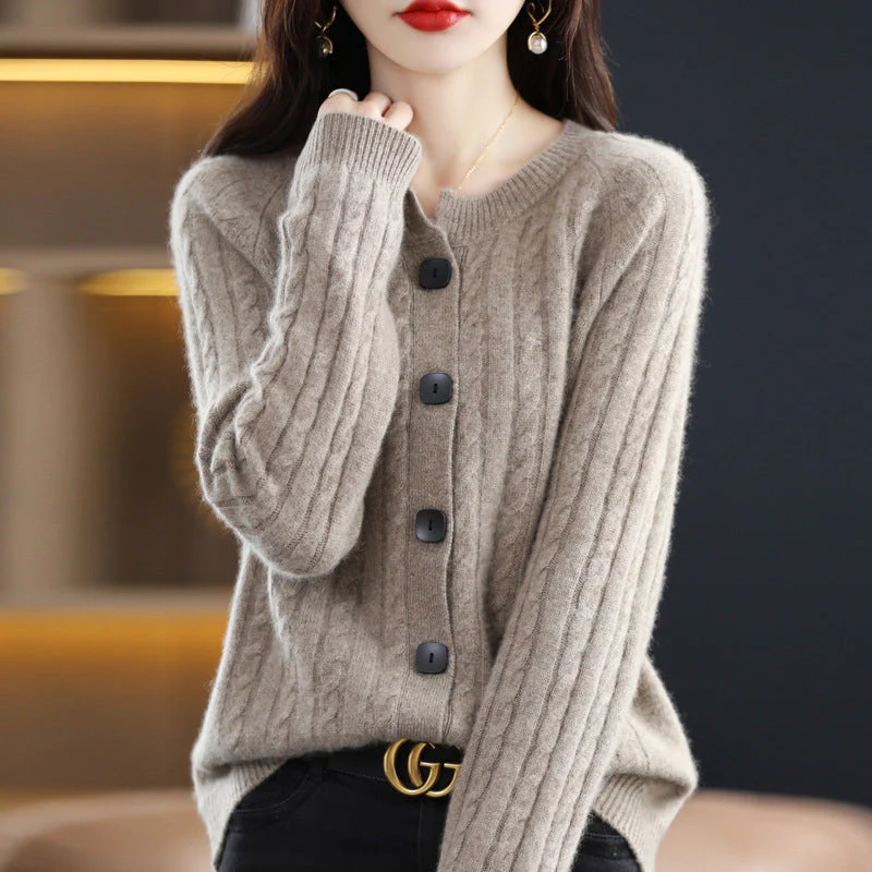 Olivia Relaxed Fit Cardigan | Button Front Crewneck Cardigan - Image 3