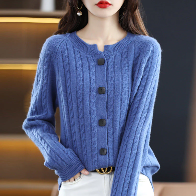 Olivia Relaxed Fit Cardigan | Button Front Crewneck Cardigan - Image 4
