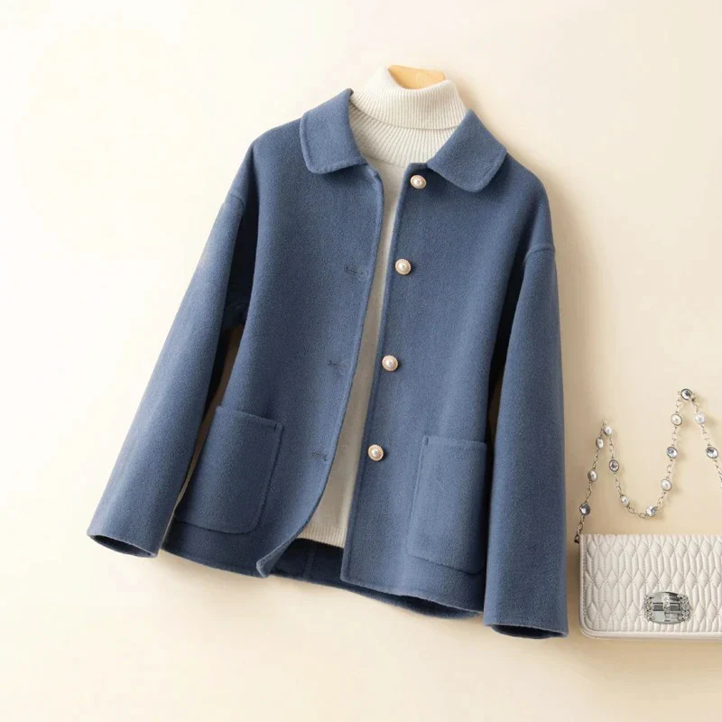 Olivia Relaxed Fit Coat | Rounded Collar Button Front Coat - Image 2