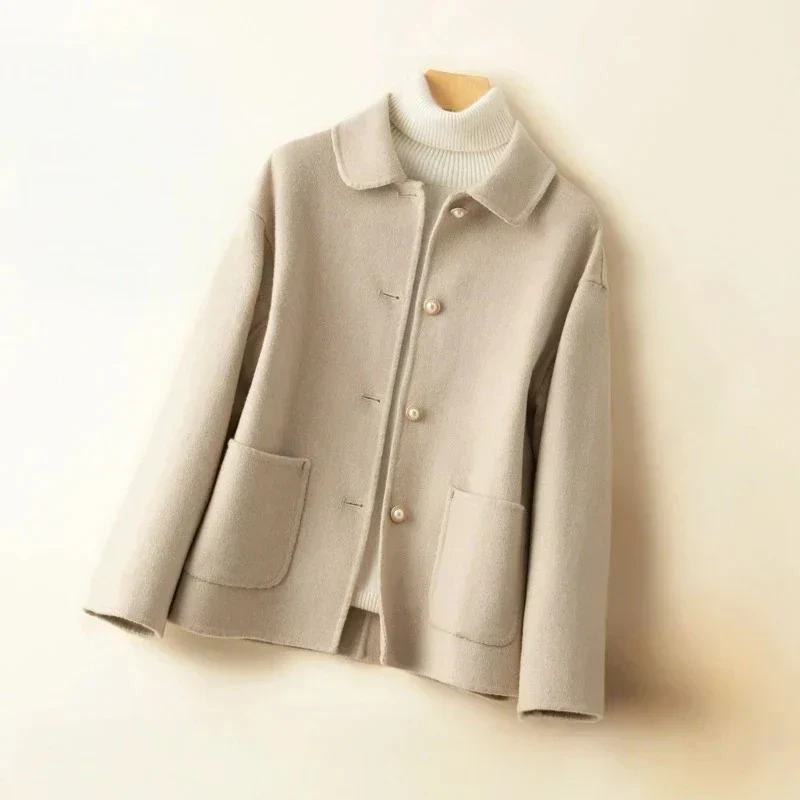 Olivia Relaxed Fit Coat | Rounded Collar Button Front Coat - Image 3