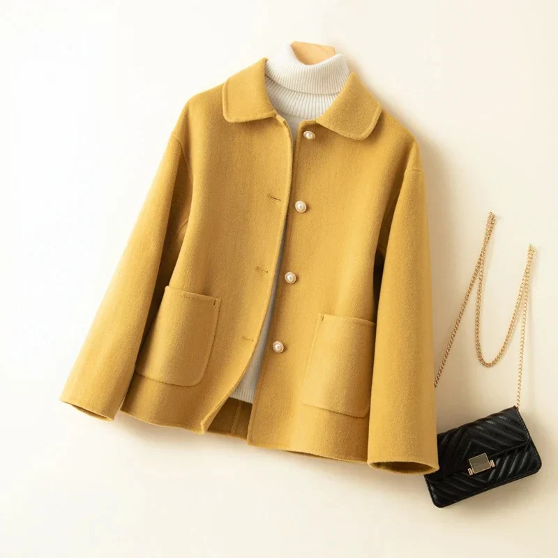 Olivia Relaxed Fit Coat | Rounded Collar Button Front Coat - Image 4