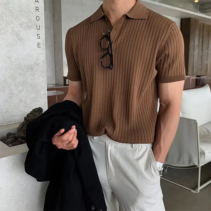 Onni | Classic revere-collar striped polo shirt for men - Image 2