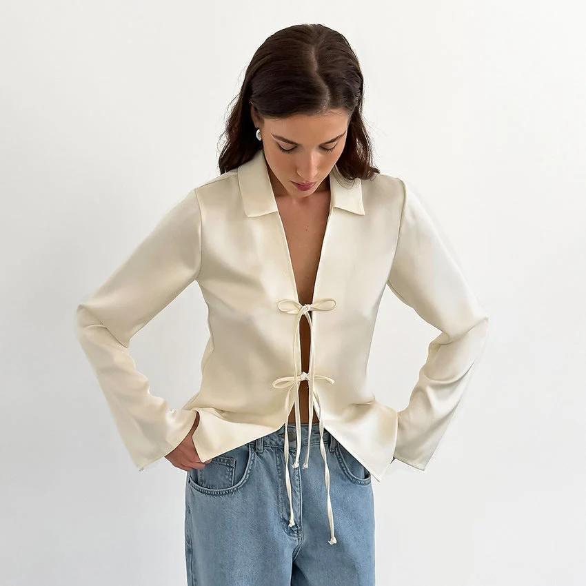 Onni | Satin blouse for beautiful women - Image 2