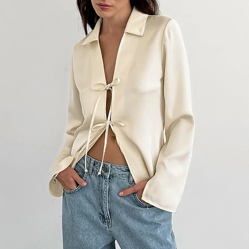 Onni | Satin blouse for beautiful women - Image 3