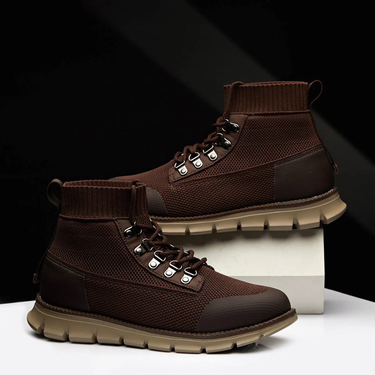 Oscar Ankle-Length Combat Boots | Chunky Sole Mesh Combat Boots - Image 3
